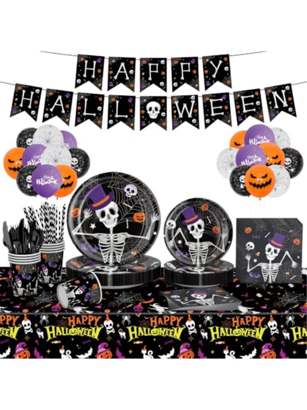 150PCS Serve 16 Halloween Plates and Napkins Halloween Party Decorations